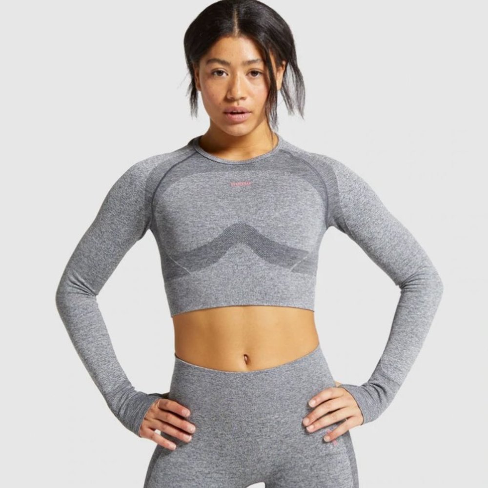 Gymshark Flex Gray Marled Long Sleeve, Size L